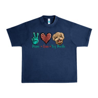 Navy Peace Love Toy Poodle Urban Heavy Tee - Jasminsmagicworld