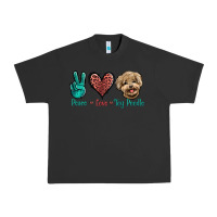 Pigment Black Peace Love Toy Poodle Urban Heavy Tee - Jasminsmagicworld