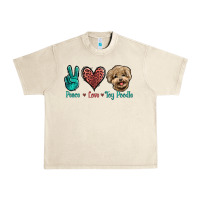 Sandshell Peace Love Toy Poodle Urban Heavy Tee - Jasminsmagicworld