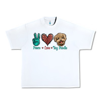 White Peace Love Toy Poodle Urban Heavy Tee - Jasminsmagicworld