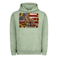 Pigment Oil Green American Wolves with Sunflower Background Png Urban Hoodie - Jasminsmagicworld