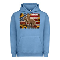 Pigment Pebble Blue American Wolves with Sunflower Background Png Urban Hoodie - Jasminsmagicworld
