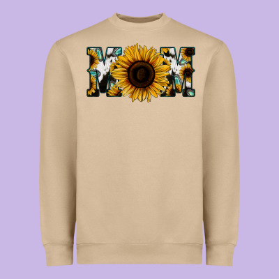 Sunflower Cowhide Mom Heavyweight Sweatshirt Designed By Jasminsmagicworld