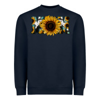 Navy Sunflower Cowhide Mom Heavyweight Sweatshirt - Jasminsmagicworld
