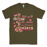 Army Green Blessed women are born in March Classic Tee - FaDigitalArtStudio