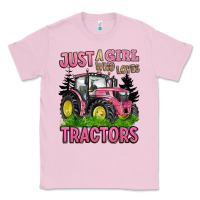 Bubblegum Pink just a girl who loves tractors Classic Tee - BarkalooDesign