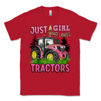 Red just a girl who loves tractors Classic Tee - BarkalooDesign