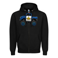 Black police car monster truck Zipper Hoodie - Jasminsmagicworld