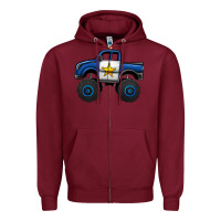 Burgundy police car monster truck Zipper Hoodie - Jasminsmagicworld