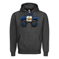 Charcoal Heather police car monster truck Zipper Hoodie - Jasminsmagicworld