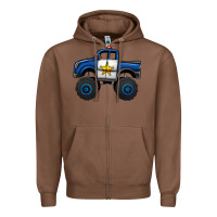 Chestnut police car monster truck Zipper Hoodie - Jasminsmagicworld