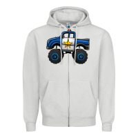 Dove Grey police car monster truck Zipper Hoodie - Jasminsmagicworld