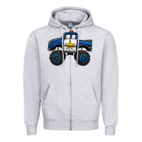 Heather Grey police car monster truck Zipper Hoodie - Jasminsmagicworld