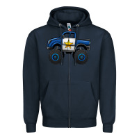 Navy police car monster truck Zipper Hoodie - Jasminsmagicworld