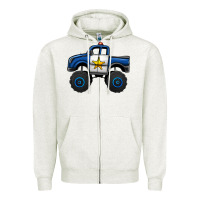 Oatmeal Heather police car monster truck Zipper Hoodie - Jasminsmagicworld