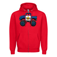 Red police car monster truck Zipper Hoodie - Jasminsmagicworld
