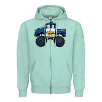 Seafoam police car monster truck Zipper Hoodie - Jasminsmagicworld