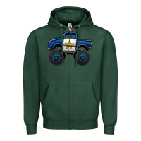 Sports Green police car monster truck Zipper Hoodie - Jasminsmagicworld