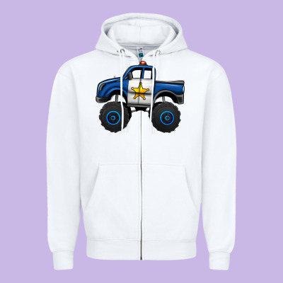 Police Car Monster Truck Zipper Hoodie Designed By Jasminsmagicworld