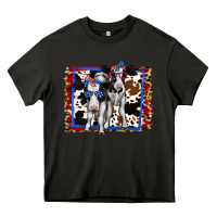 Asphalt 4th of July Cows Holstein Cows Heavy Core Tee - Jasminsmagicworld