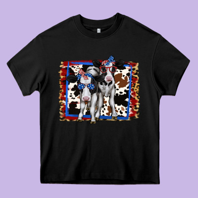 4th Of July Cows Holstein Cows Heavy Core Tee Designed By Jasminsmagicworld