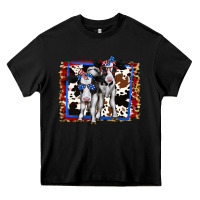 Black 4th of July Cows Holstein Cows Heavy Core Tee - Jasminsmagicworld