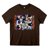 Chocolate Brown 4th of July Cows Holstein Cows Heavy Core Tee - Jasminsmagicworld