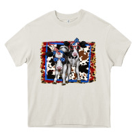 Cream 4th of July Cows Holstein Cows Heavy Core Tee - Jasminsmagicworld