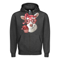 Charcoal Heather cute baby lamb valentines day Zipper Hoodie - Jasminsmagicworld