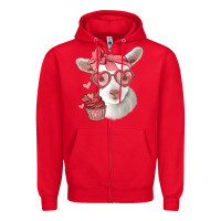 Red cute baby lamb valentines day Zipper Hoodie - Jasminsmagicworld