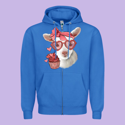 Cute Baby Lamb Valentines Day Zipper Hoodie Designed By Jasminsmagicworld