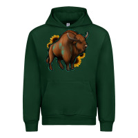 Foreset Green Western  Bison Urban Hoodie - Jasminsmagicworld