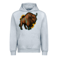 Heather Grey Western  Bison Urban Hoodie - Jasminsmagicworld