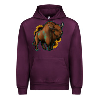 Mauve Wine Western  Bison Urban Hoodie - Jasminsmagicworld