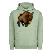 Pigment Oil Green Western  Bison Urban Hoodie - Jasminsmagicworld