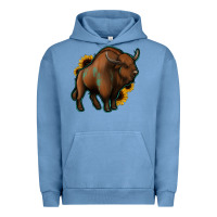Pigment Pebble Blue Western  Bison Urban Hoodie - Jasminsmagicworld