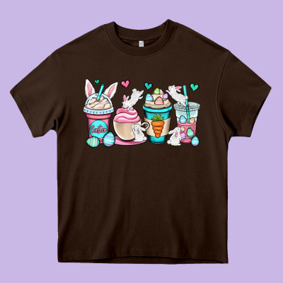 Easter Bunnies Coffee Cups Heavy Core Tee Designed By Oliviacreatesart
