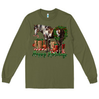 Army Green happy holidays mustang horse Long Sleeve Tee - LillyAllenDesigns