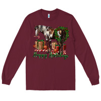 Burgundy happy holidays mustang horse Long Sleeve Tee - LillyAllenDesigns