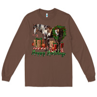 Chestnut happy holidays mustang horse Long Sleeve Tee - LillyAllenDesigns