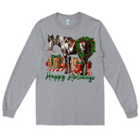 Heather Grey happy holidays mustang horse Long Sleeve Tee - LillyAllenDesigns