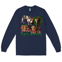 Navy happy holidays mustang horse Long Sleeve Tee - LillyAllenDesigns