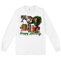 White happy holidays mustang horse Long Sleeve Tee - LillyAllenDesigns