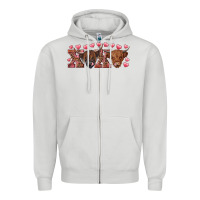 Dove Grey Xoxo highland cows Zipper Hoodie - RanaPortraitStore
