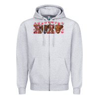Heather Grey Xoxo highland cows Zipper Hoodie - RanaPortraitStore