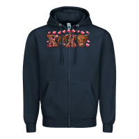 Navy Xoxo highland cows Zipper Hoodie - RanaPortraitStore
