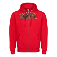 Red Xoxo highland cows Zipper Hoodie - RanaPortraitStore