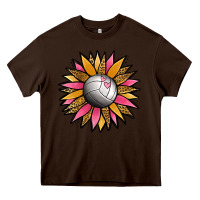 Chocolate Brown Volleyball Sunflower Heavy Core Tee - Jasminsmagicworld