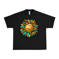 Black Softball Sunflower Urban Heavy Tee - Jasminsmagicworld
