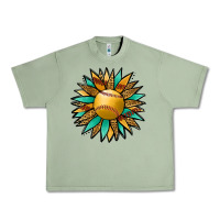 Oil Green Softball Sunflower Urban Heavy Tee - Jasminsmagicworld